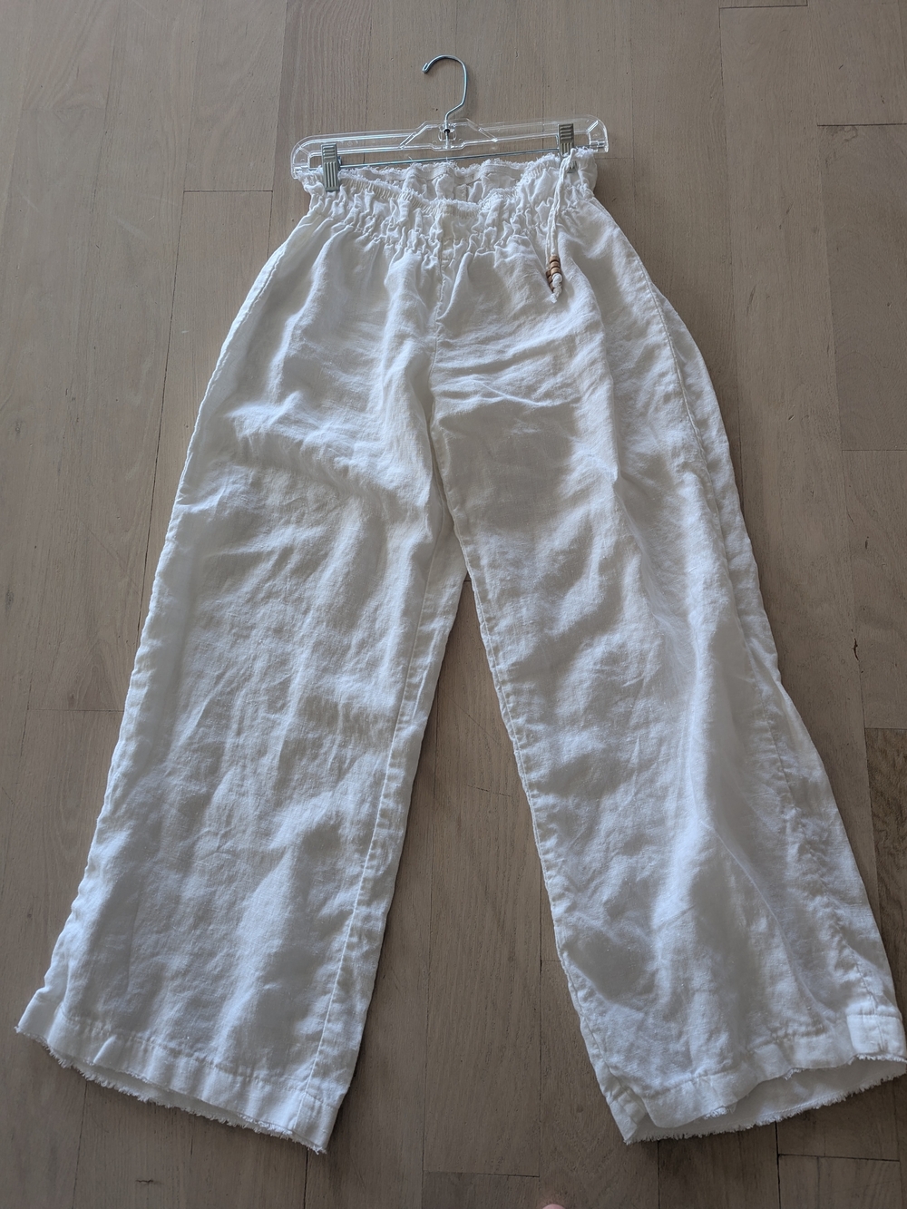 Relaxed Wide-Leg Linen Pants in White